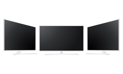 White TV set mockup isolated on white background. Vector illustration