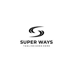 Creative simple modern road way with S sign logo design template
