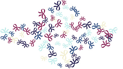 Festive Background with Colorful Bows. Trendy Pattern for Postcard, Print, Banner or Poster. Little Pretty Bows For Party Decoration, Wedding, Birthday or Anniversary Invitation. Vector
