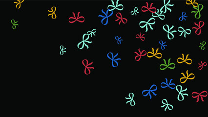 Festive Background with Colorful Bows. Trendy Pattern for Postcard, Print, Banner or Poster. Little Pretty Bows For Party Decoration, Wedding, Birthday or Anniversary Invitation. Vector
