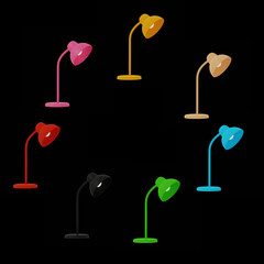Colorful lamp on black background, 3d illustration.