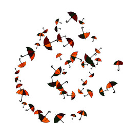 Pretty summer background with umbrellas. Umbrellas In Cartoon Free Style. Pattern Art Illustration Vector
