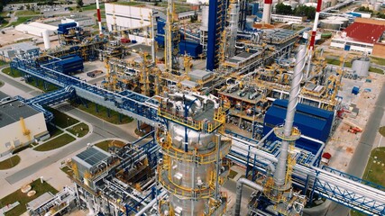 Aerial shot over a oil refinery in Gdansk, Poland. . High quality photo