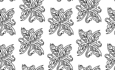 Abstract decorative vector seamless pattern with ornamental flowers