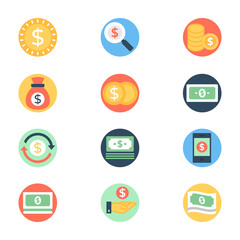 Finance Flat Rounded Icons Vectors 