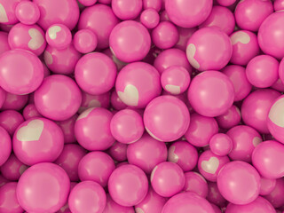 Ball with shape heart for valentines card. 3D illustration