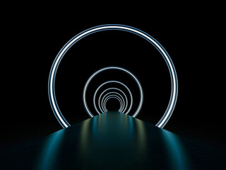 Neon abstract background of lines. 3D illustration