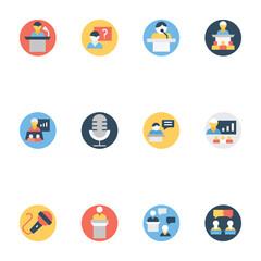 
Business Presentation Flat Rounded Icons Pack 
