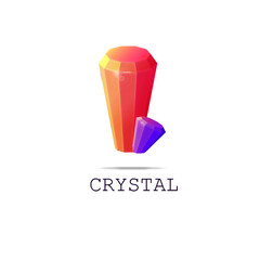 3d shiny geometric polygon facet crystal gem logo icon isolated