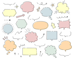 手書きの吹き出しのセット／イラスト／ふきだし