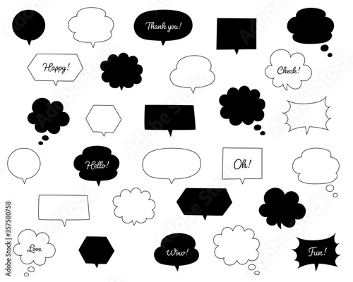 手書きの吹き出しのセット イラスト ふきだし Background Wall Mural Backgrou Yugoro