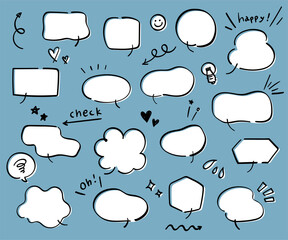 手書きの吹き出しのセット／イラスト／ふきだし