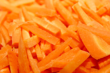 Sliced carrots ingredients ready for cooking