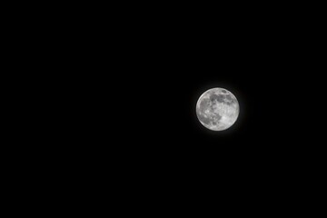 Full moon on black background
