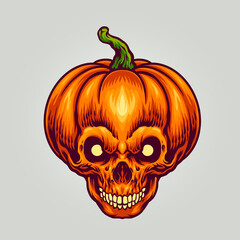 halloween character skull pumpkin head