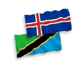 Flags of Iceland and Tanzania on a white background