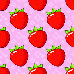 Seamless endless strawberry vector background walpaper pattern for kitchen cooking menu cafe or restaurant