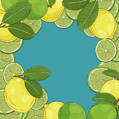 Citrus fruit frame blue