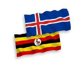 Flags of Iceland and Uganda on a white background