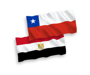 Flags of Chile and Egypt on a white background