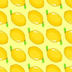 Seamless lemons vector pattern background wallpaper for kitchen cooking cafe or restaurant menu