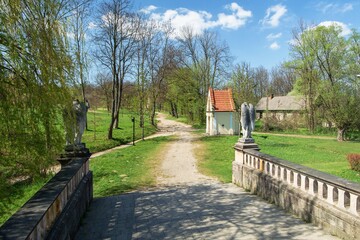Kalwaria Zebrzydowska. Pathways of Our Lady and Our Lord Jesus. The 'Angel Bridge' and Chapel of St. John of Nepomuk. Poland. 