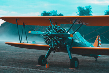 vintage airplane on the grass