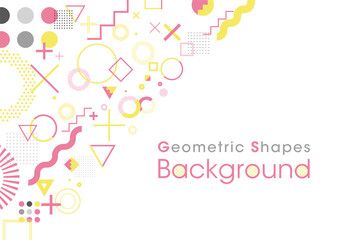 Background composed of geometric shapes. Vector data. Pink and yellow.