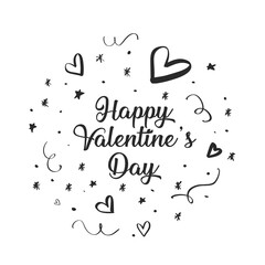 Happy Valentine's Day. Valentine's Day poster card design. Valentine' Day card design isolated on white background. Happy Valentine's Day.