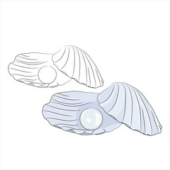 Shell with blue pearl set