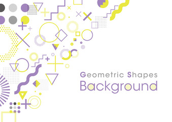 Background composed of geometric shapes. Vector data. Violet, purple and yellow.