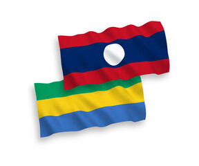 Flags of Gabon and Laos on a white background