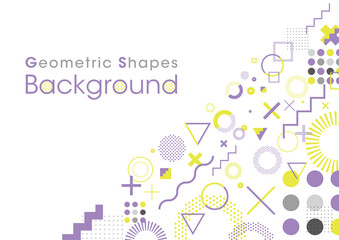 Background composed of geometric shapes. Vector data. Violet, purple and yellow.