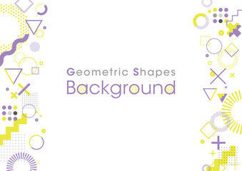 Background composed of geometric shapes. Vector data. Violet, purple and yellow.