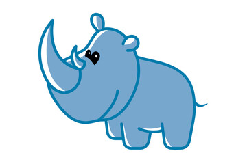 Hippo flat cartoon vector on white background.