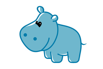 Cute baby hippopotamus  toy illustration for children with big head. Smiling mascot on a white background. Flat design.