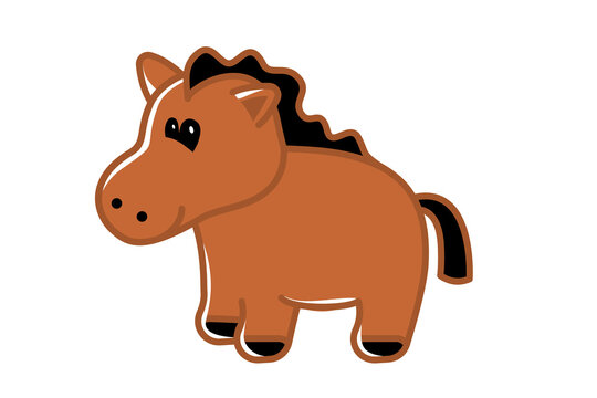 Small horse cartoon vector on white for children book print.