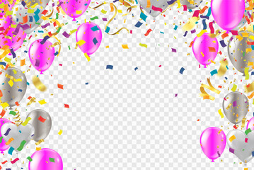 Pink balloons and on the background. Eps 10 vector file.