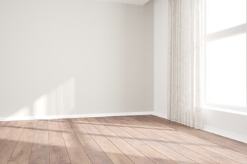 modern empty room with curtains interior design. 3D illustration