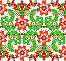 colorful vector ornament kalamkari border design