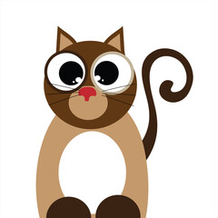 Vector illustration of cat on white background. Symbol of pet.