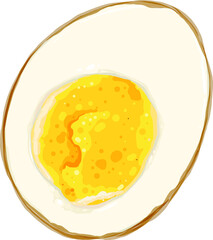 Top view boiled sliced egg with yolk cartoon icon
