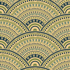 Ethnic circle shapes seamless geometric pattern.