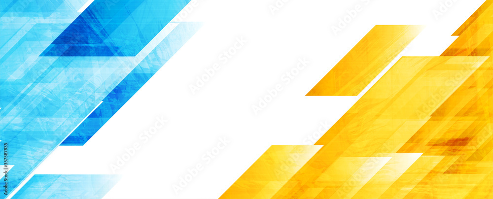 Canvas Prints blue and yellow abstract geometric tech banner with grunge texture. futuristic vector design