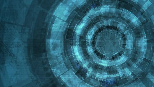 Blue grunge hi-tech and science background with HUD gears
