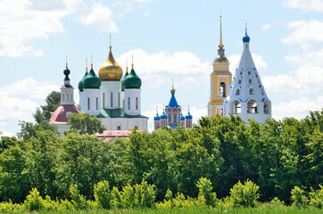 Ancient temples of the Kolomna Kremlin in summer, Moscow region, Russia