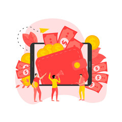 Webpage Template. Wallet with dollar banknotes and coins. Finance bank concepts.	
