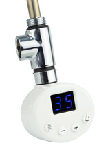 Electric Heating element for Towel Warmers close up. Heating Element with Chrome T-Piece for Dual...