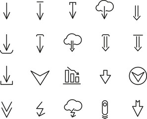 Linear Arrow icons set. Universal Arrow icon to use in web and mobile UI