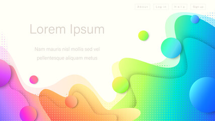 Abstract Colorful Landing Page Template. Wavy Flowing Design Background. Aspect Ratio 16:9. EPS 10 Vector.